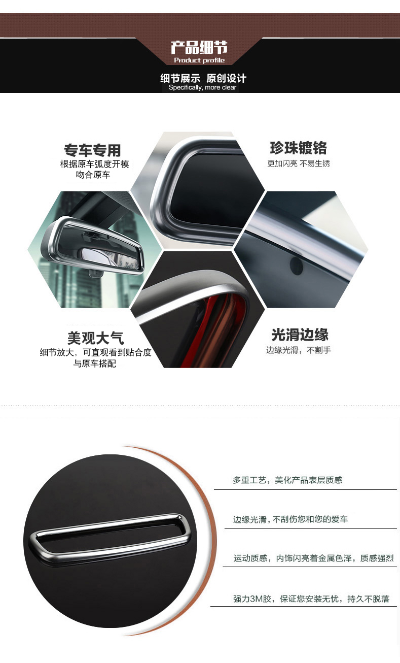 適用于寶馬14-15款新3系內(nèi)飾改裝倒車鏡框x1x5x6車內(nèi)后視鏡裝飾框